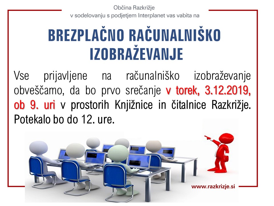 Pričetek brezplačnega računalniškega izobraževanja